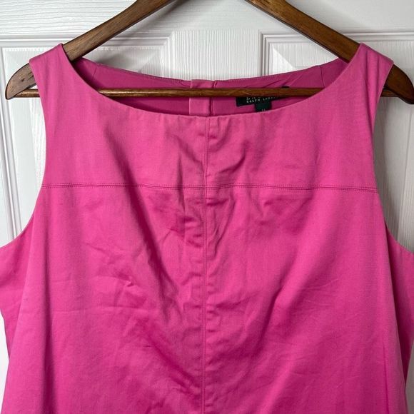 Lauren Ralph Lauren Women's Pink Back Zip Sleeveless Paneled Sheath Dress Sz 14 - Picture 5 of 14